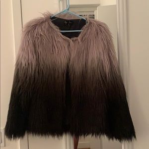Grey to Black Faux Fur Vest